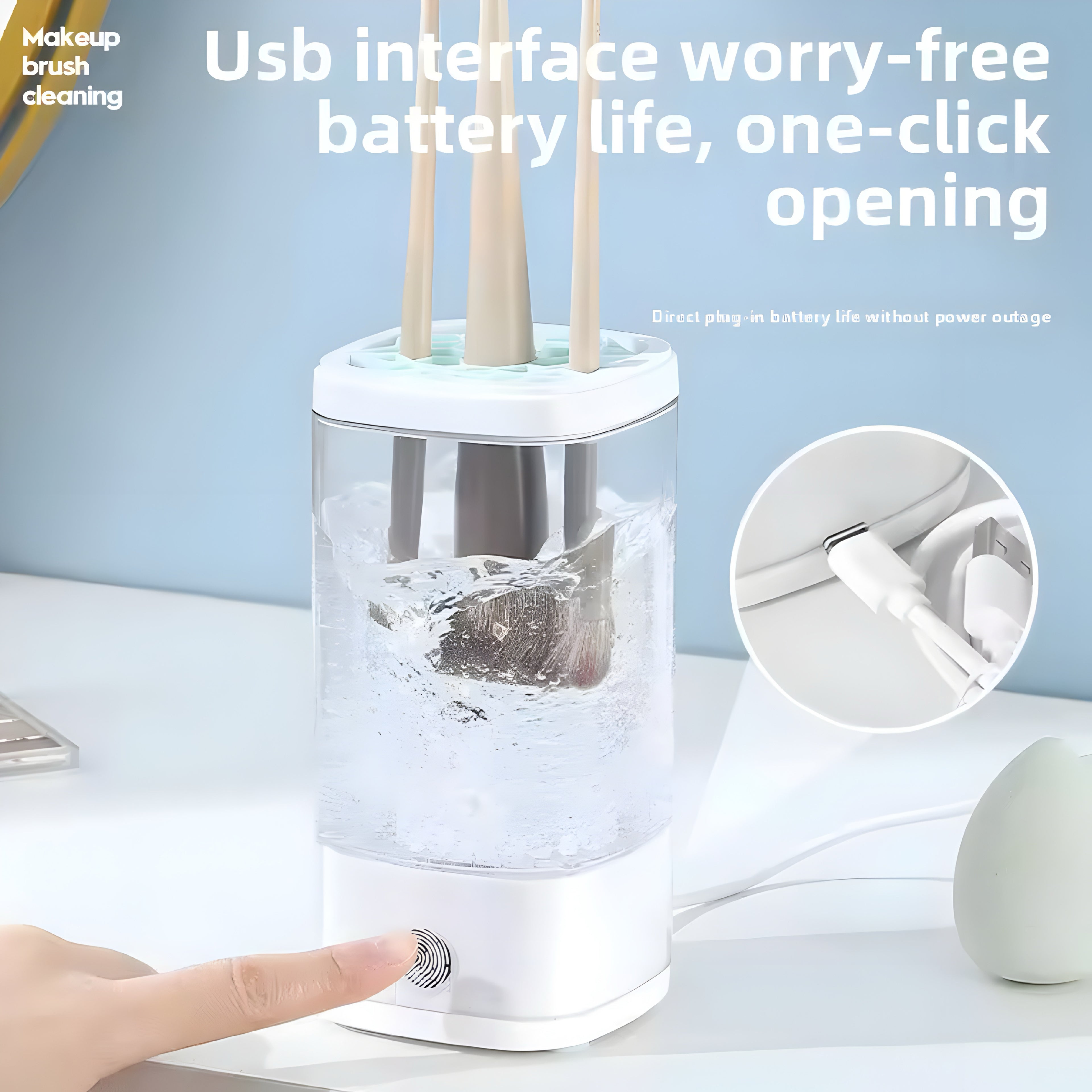 Elektrisk sminkebørste-rengjører med USB