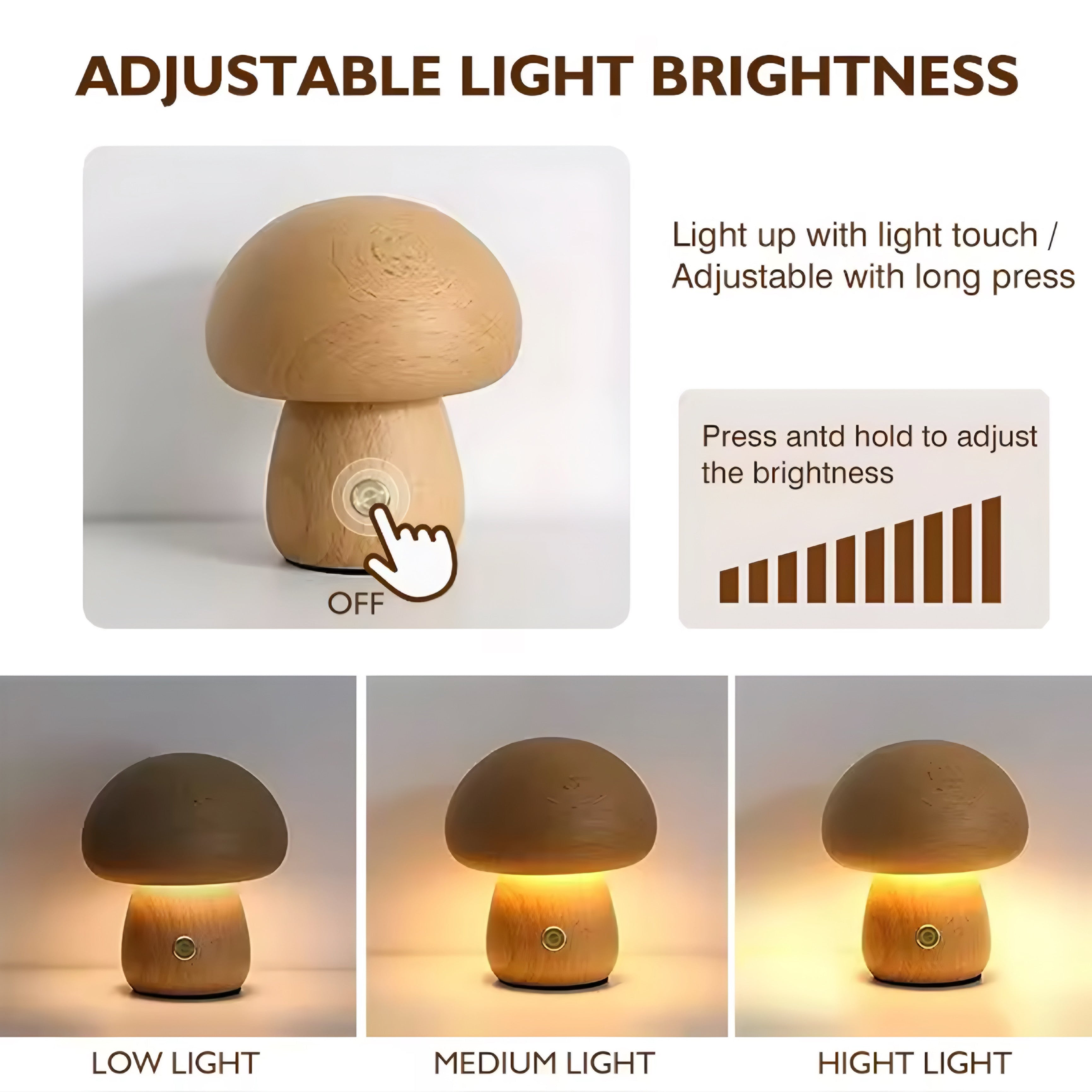 Trestruktur nattlampe med soppdesign