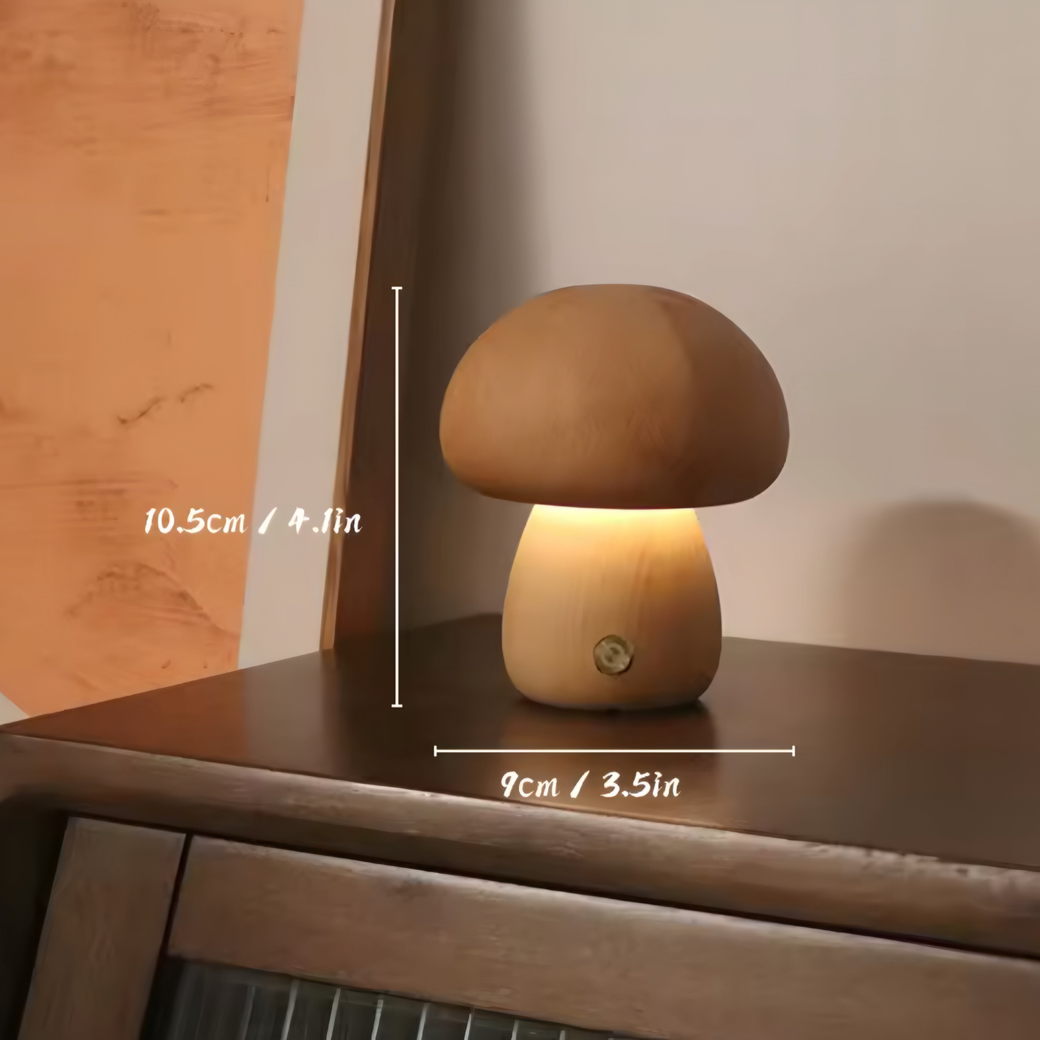 Trestruktur nattlampe med soppdesign